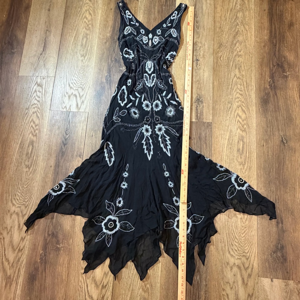 Vintage Y2K 100% Silk Beaded Dress Vintage Beaded Dress Sue Wong Dress Fairy - Picture 14 of 17